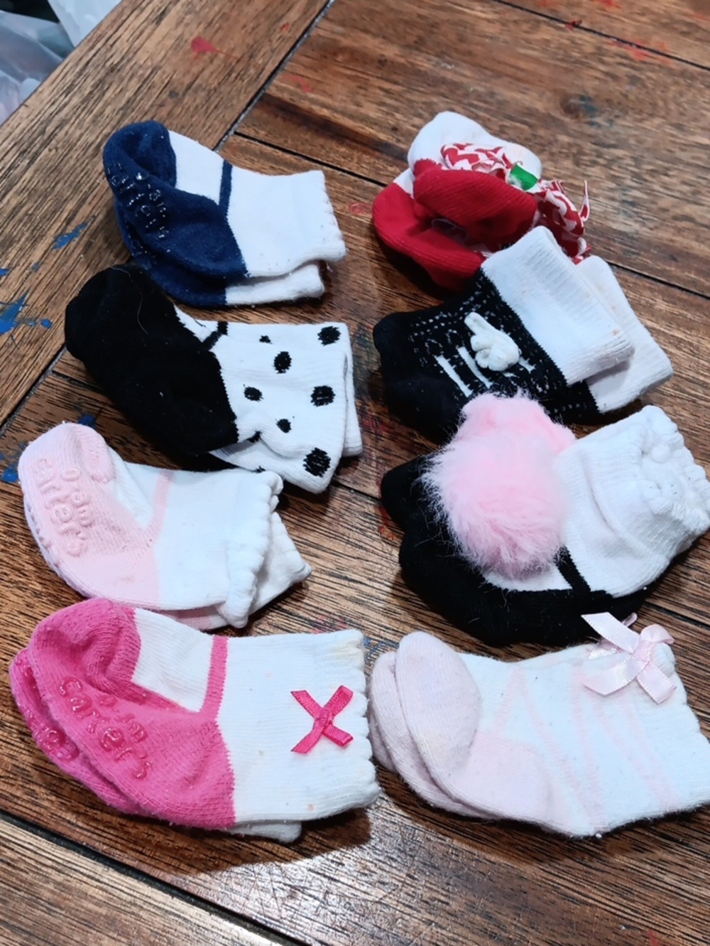 Infant Kids Non-Slip Ankle Socks - Pink, Black, White (Pack)